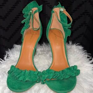 Shoe Republic LA Green Suede Heels